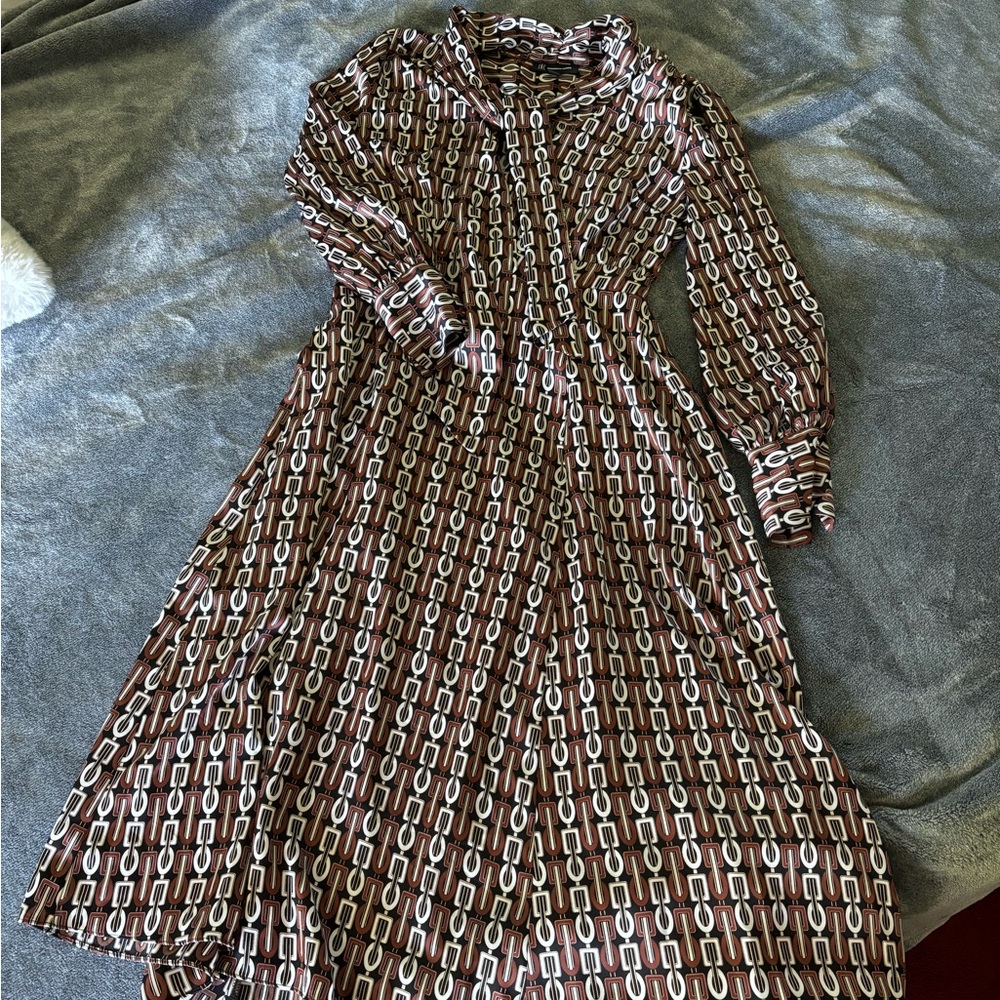 INC International Concepts women’s dress size M Brown Black and White Chain - Picture 6 of 9